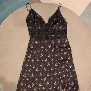 Flowery Free People Midi Black Dress XS